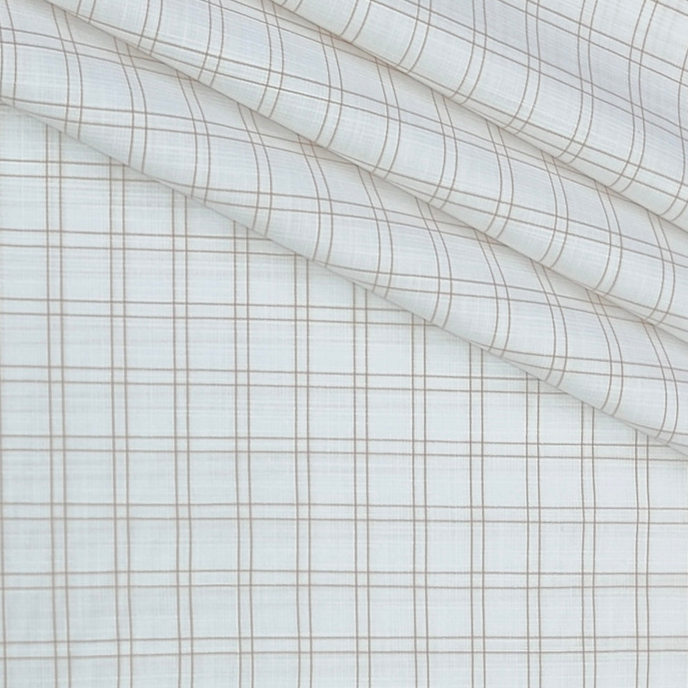 Shirt Fabric Arvind Poly Cotton Wrinkle Free Check Colour Fade Brown